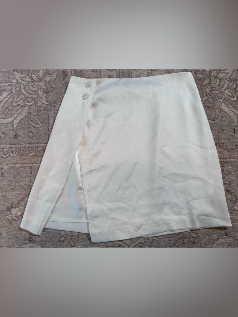 Meshki White Mini Skirt with Side Buttons and Slit